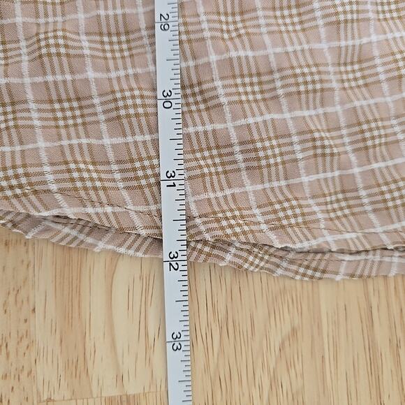Mabel Brown Plaid Cottage Core Dress Size Medium‎ Puff Sleeve Lace Up Back - Picture 6 of 9